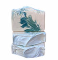 Stack of Sea Glass Handcrafted Goat Milk Soap Bars by Basilwood Farm.