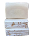 Stack of Pear Handcrafted Goat Milk Soap Bars by Basilwood Farm.
