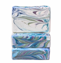 Stack of Mermaid Handcrafted Goat Milk Soap Bars by Basilwood Farm.